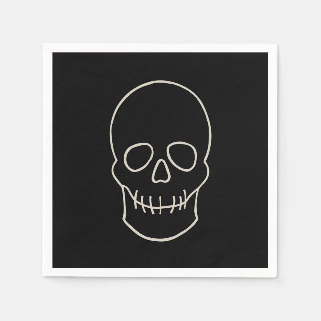 Skull - Bat Black and Bone White Napkin (Front)