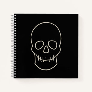 Skull - Bat Black and Bone White Notebook