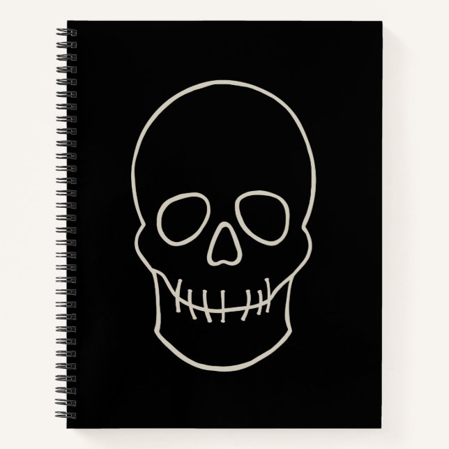 Skull - Bat Black and Bone White Notebook (Front)