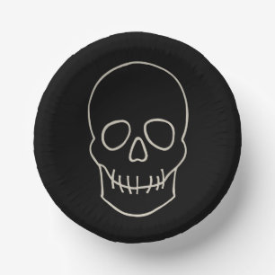 Skull - Bat Black and Bone White Paper Plate