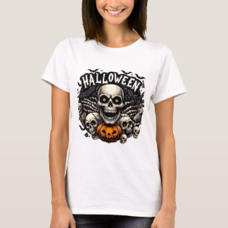 Skull & Bats Halloween Frame Pumpkin T-Shirt
