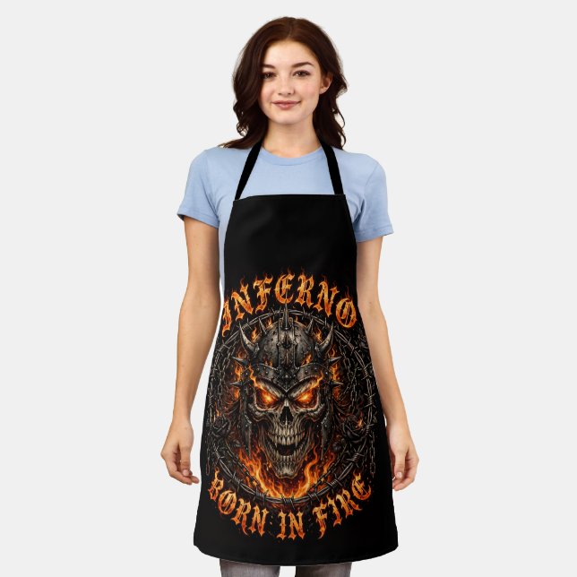 Skull BBQ Apron | Inferno Born In Fire Grilling  (Worn)