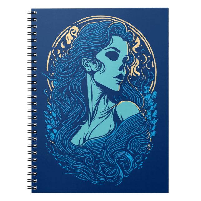 Skull Beauty Gothic Female Portrait Notebook (Front)