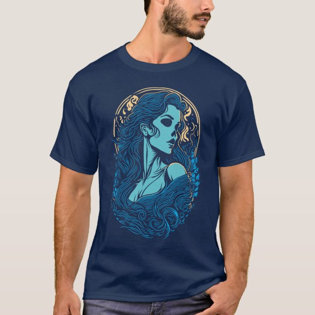 Skull Beauty Gothic Female Portrait T-Shirt (Front)