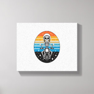 Skull Biker Flame Winged Motorcycle Canvas Print