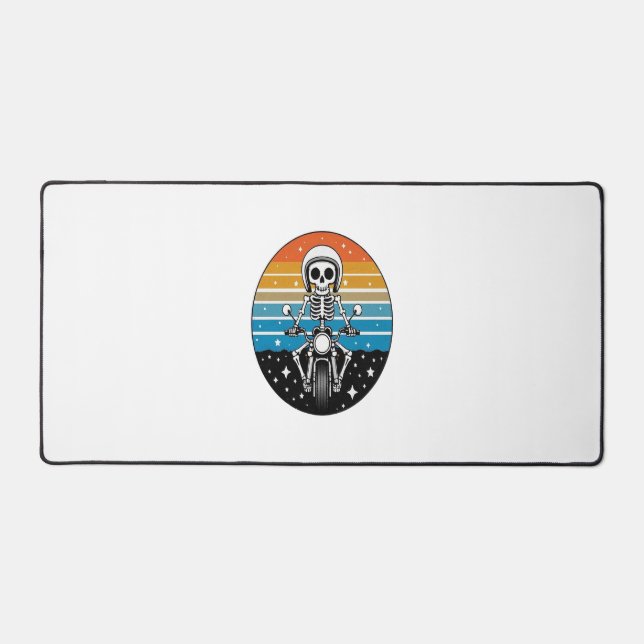 Skull Biker Flame Winged Motorcycle Desk Mat (Front)