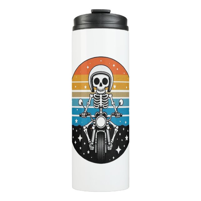 Skull Biker Flame Winged Motorcycle Thermal Tumbler (Front)