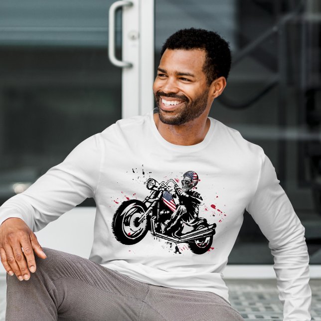 Skull Biker withAmerican Flag Helmet T-Shirt (Creator Uploaded)