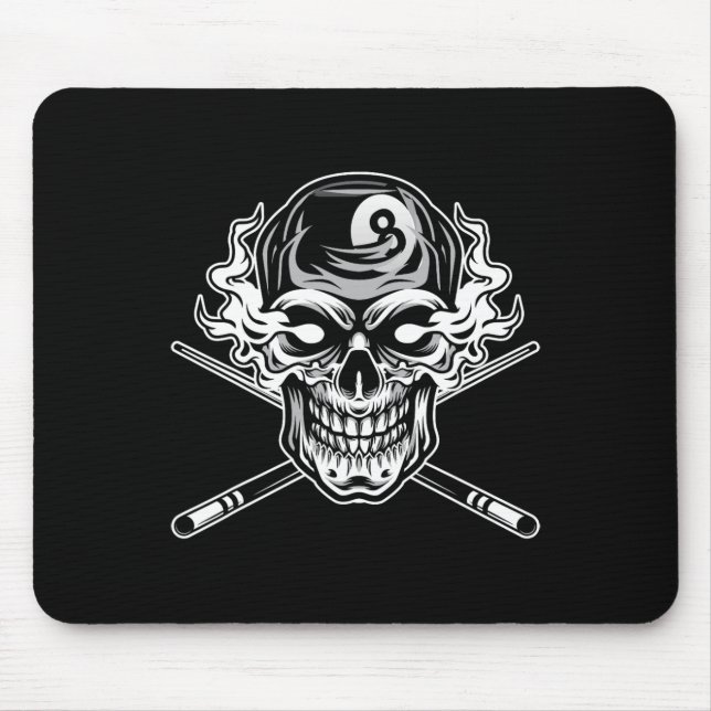 Skull Billiards Snooker Billiard 8 Ll Player Cue S Mouse Pad (Front)