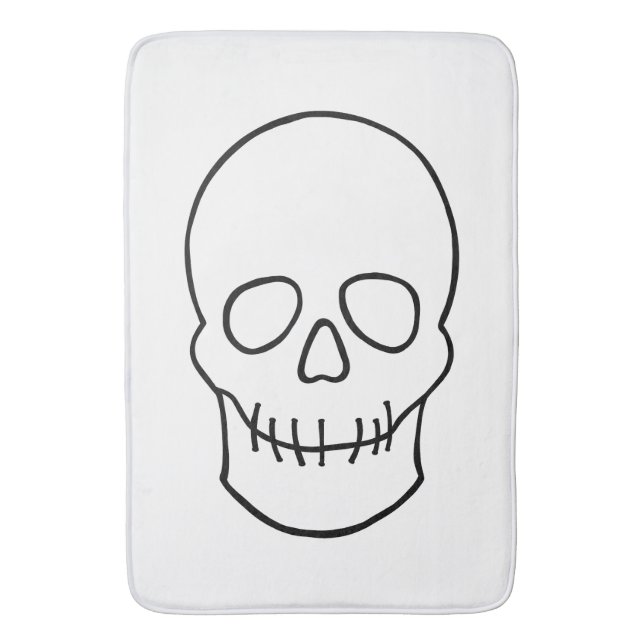 Skull - Black and White Bath Mat (Front Vertical)