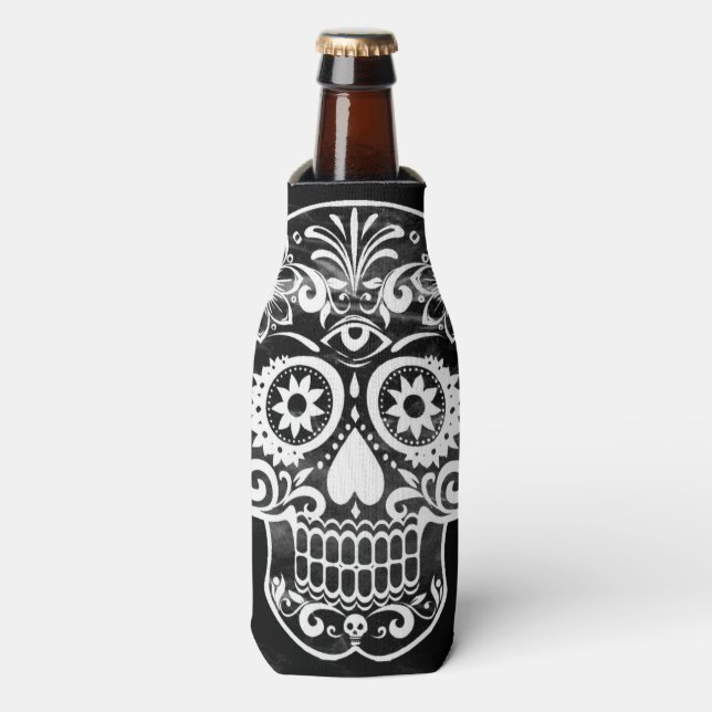 Skull,black and white bottle cooler (Bottle Front)