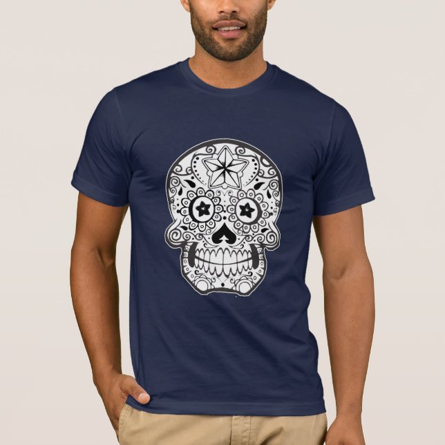 skull black and white monochrome tshirt (Front)