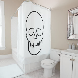 Skull - Black and White Shower Curtain