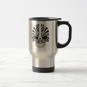 Skull black decorative graphic design travel mug