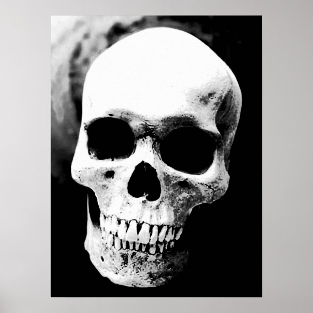 Skull Black White Fantasy Metal Rock Poster (Front)