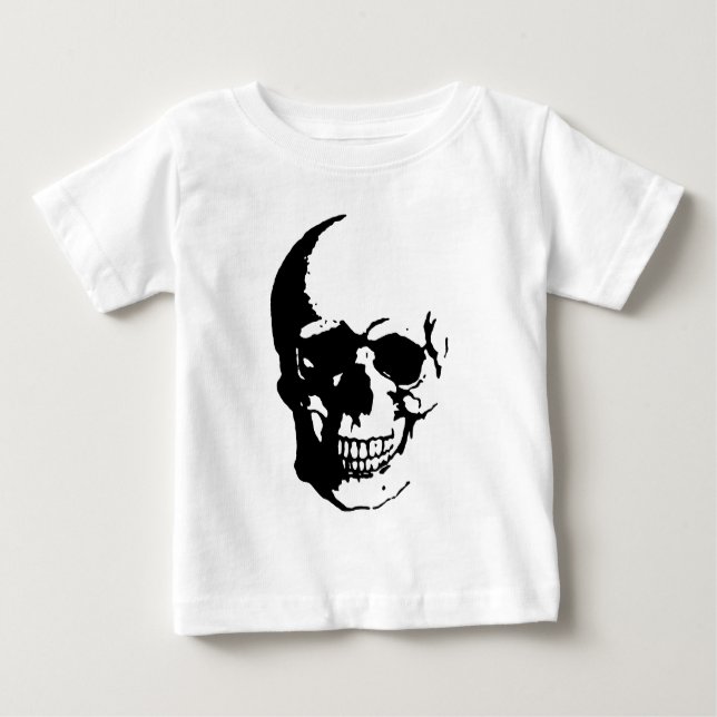 Skull - Black & White Metal Fantasy Art Baby T-Shirt (Front)