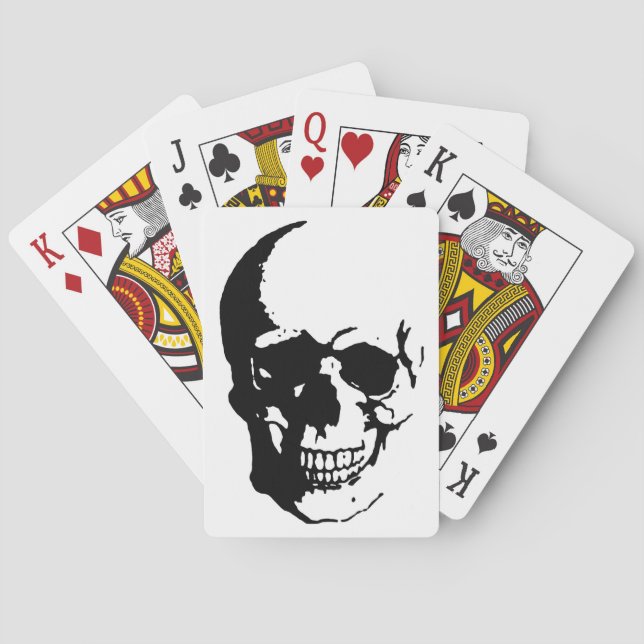 Skull - Black & White Metal Fantasy Art Playing Cards (Back)