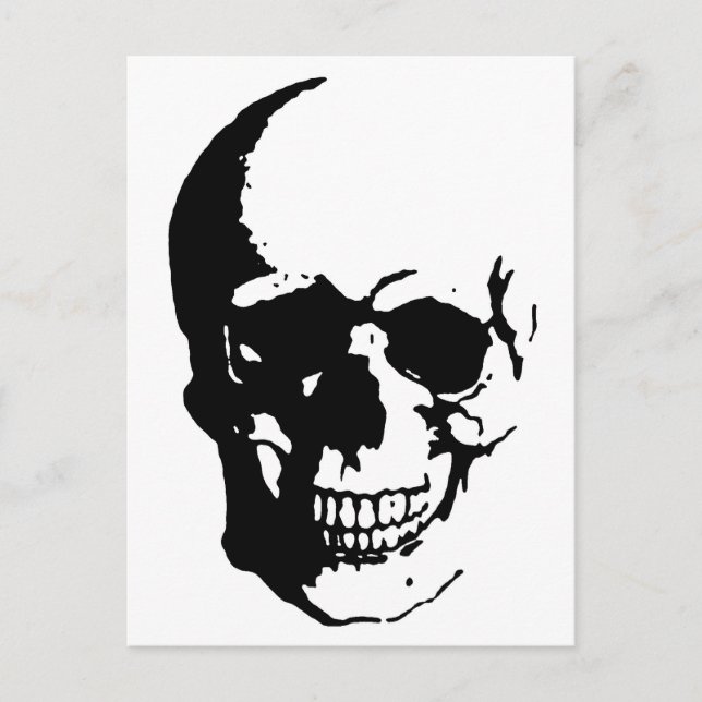 Skull - Black & White Metal Fantasy Art Postcard (Front)