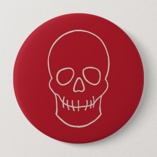 Skull - Blood Red and Bone White 10 Cm Round Badge