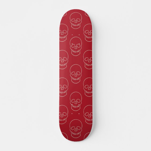 Skull - Blood Red and Bone White Skateboard (Front)