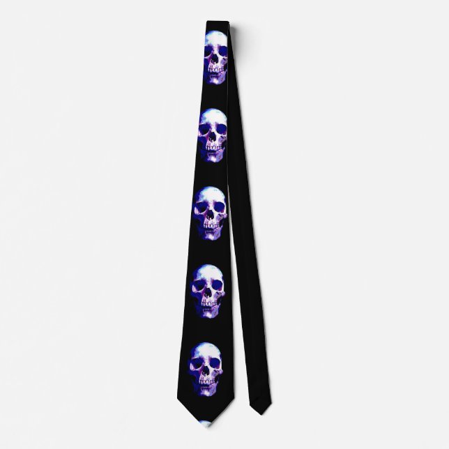 Skull Blue & Black Artwork Tie (Front)