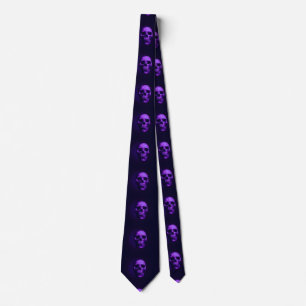 Skull Blue & Black Artwork Tie