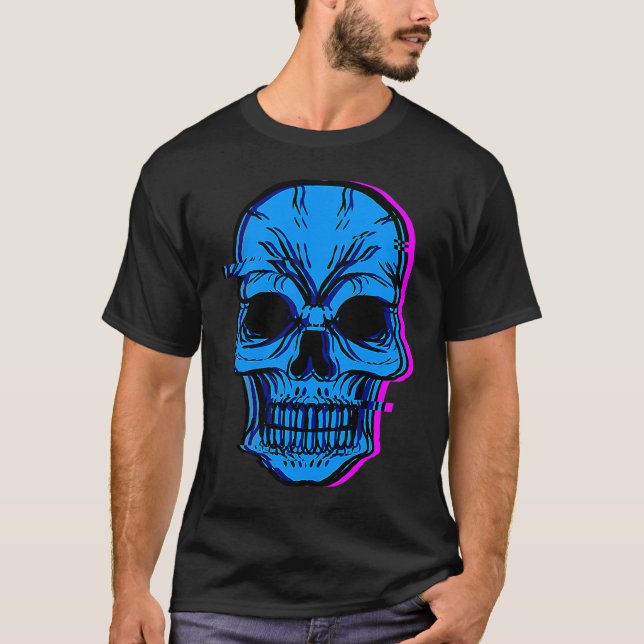 Skull Blue Skeleton Bones Party Perfect  Idea T-Shirt (Front)