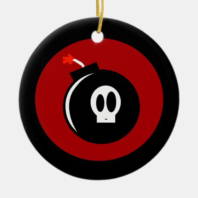 Skull Bomb Ceramic Tree Decoration (Front)
