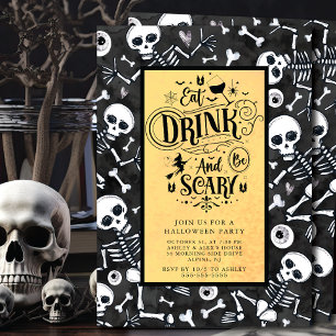 Skull & Bone Bash Halloween Invitation