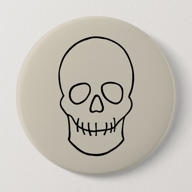 Skull - Bone White and Bat Black 10 Cm Round Badge (Front)