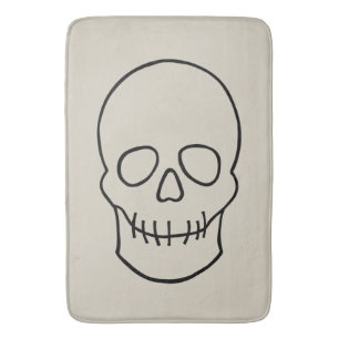 Skull - Bone White and Bat Black Bath Mat