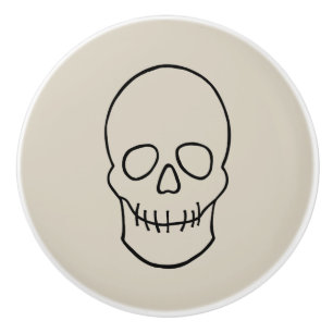 Skull - Bone White and Bat Black Ceramic Knob