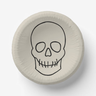 Skull - Bone White and Bat Black Paper Plate