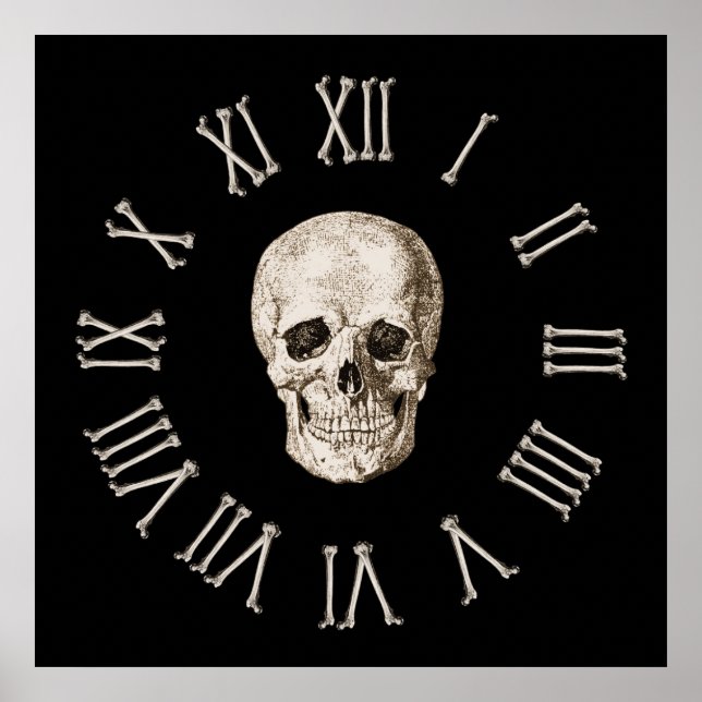 Skull & Bones Clock Face Poster (Front)