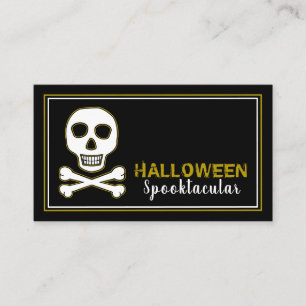 Skull & Bones, Gold Halloween Party Invitation