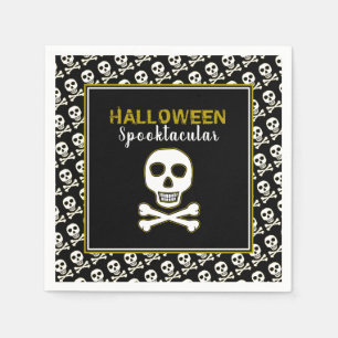 Skull & Bones, Gold Halloween Party Napkin