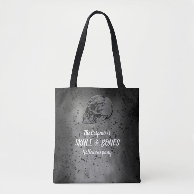 Skull & Bones Halloween Tote Bag (Front)
