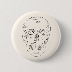 Skull Bones - Labelled 6 Cm Round Badge