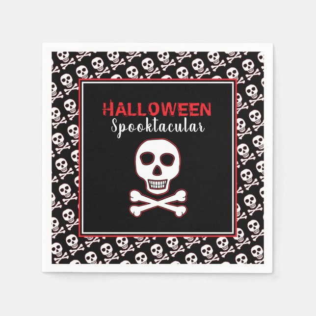 Skull & Bones, Red Halloween Party Napkin (Front)
