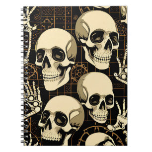 Skull bones skateboard notebook