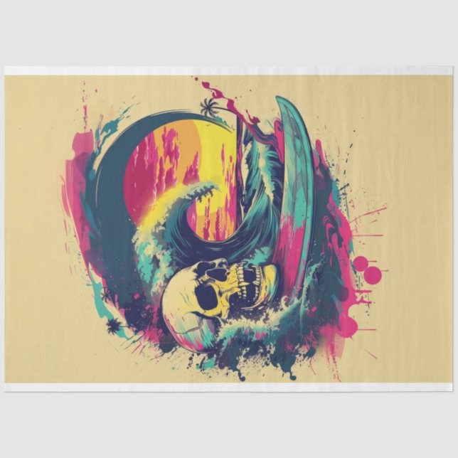 Skull Bones Surf Rider #2 Decoupage  Tissue Paper (Front)