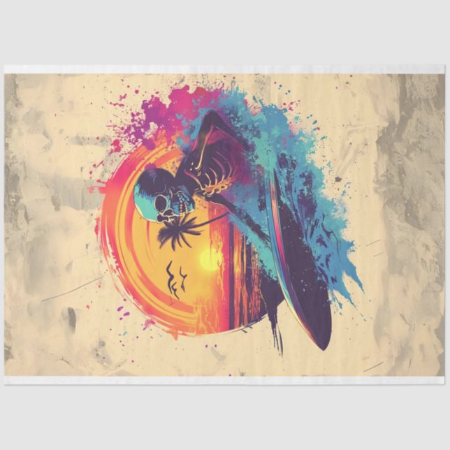 Skull Bones Surf Rider Decoupage Tissue Paper (Front)