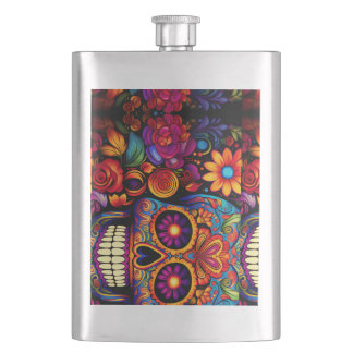 skull, bony, skeleton, bones hip flask