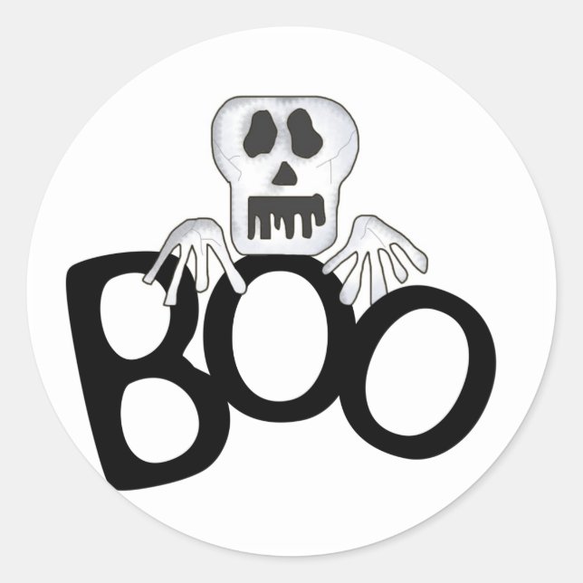 Skull Boo Classic Round Sticker (Front)