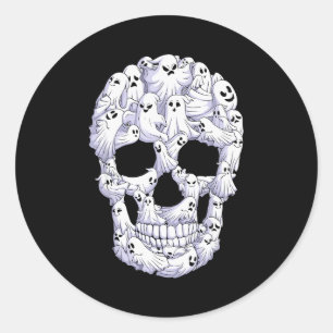 Skull Boo Ghost Funny Boo Ghosts Halloween Costume Classic Round Sticker
