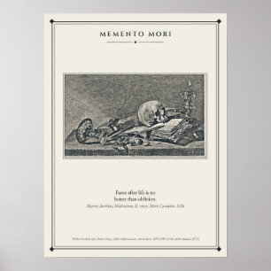 Skull Book and Oil Lamp Vanitas Etching Poster