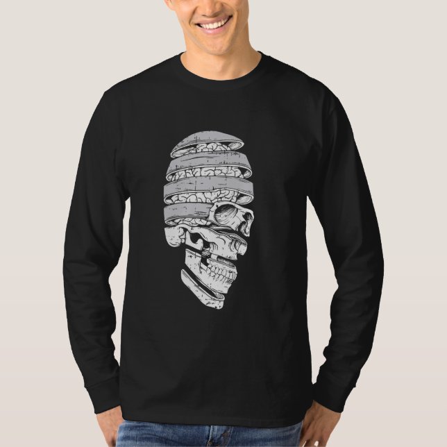Skull Brain Halloween Spooky Skeleton Bones Goth G T-Shirt (Front)