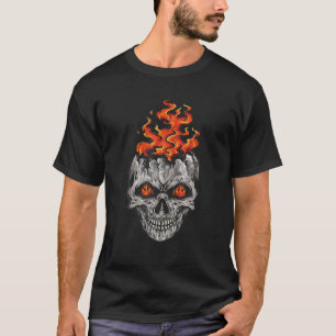 Skull Brain On Fire Tattoo Grunge T-Shirt