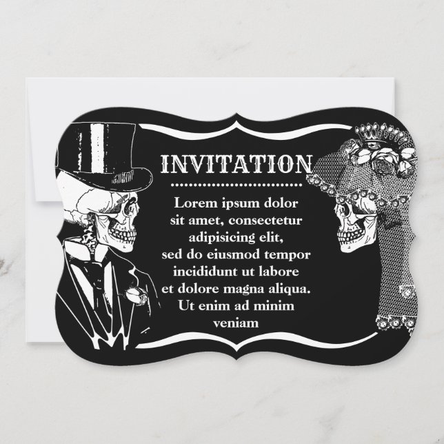 Skull Bride And Groom Invitation (Front)
