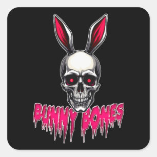 Skull Bunny – Dark Easter Art - Autocolante Square Sticker